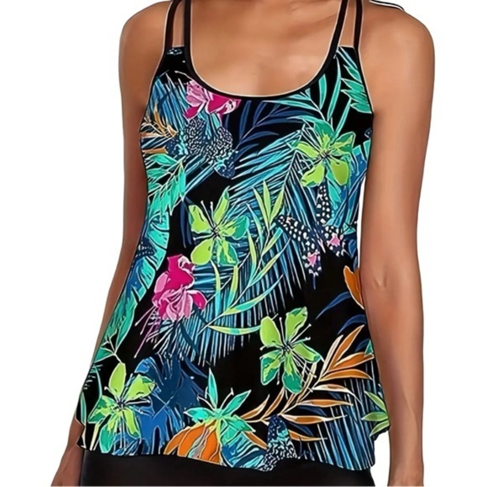 2 piece tropical tankini plus size